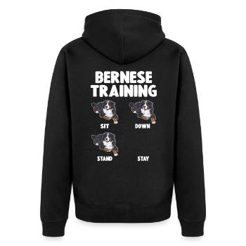 Bernese Mountain Dog Training Dog - Unisex Premium Organic Zip Hoodie - black - Back - Nico (187cm)