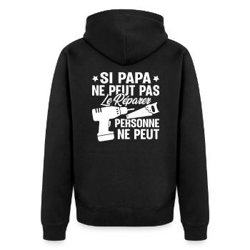 Si papa ne peut pas le réparer personne ne peut - Veste à capuche bio Premium Unisexe - noir - Dos - Nico (187cm)