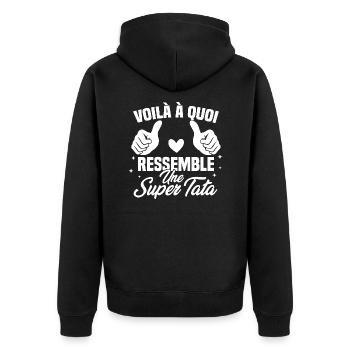 Voilà à quoi ressemble une super tata - Veste à capuche bio Premium Unisexe - noir - Dos - Nico (187cm)