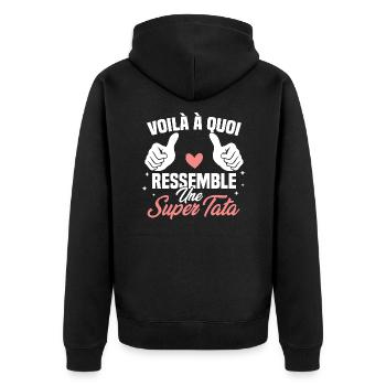 Voilà à quoi ressemble une super tata - Veste à capuche bio Premium Unisexe - noir - Dos - Nico (187cm)