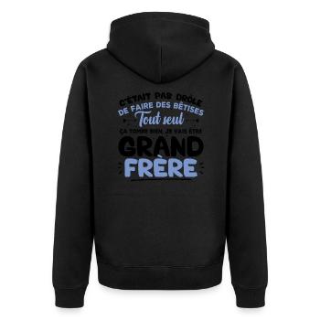 C'était pas drôle de faire des bêtises tout seul - Veste à capuche bio Premium Unisexe - noir - Dos - Nico (187cm)