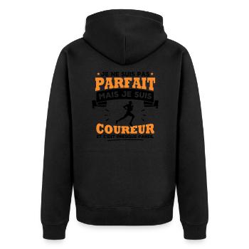 Pas parfait mais je suis coureur - Veste à capuche bio Premium Unisexe - noir - Dos - Nico (187cm)