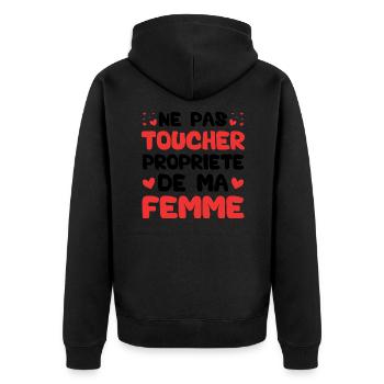 Ne pas toucher propriété de ma femme - Veste à capuche bio Premium Unisexe - noir - Dos - Nico (187cm)