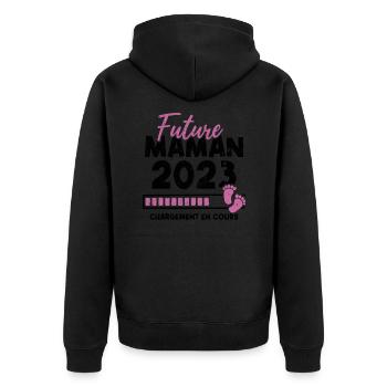 Future maman 2023 chargement en cours - Veste à capuche bio Premium Unisexe - noir - Dos - Nico (187cm)
