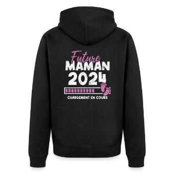 Future maman 2024 chargement en cours - Veste à capuche bio Premium Unisexe - noir - Dos - Nico (187cm)