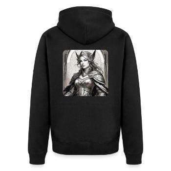 Fantasy Anime Fille Viking Germanique Trigues Moyen Âge - Veste à capuche bio Premium Unisexe - noir - Dos - Nico (187cm)