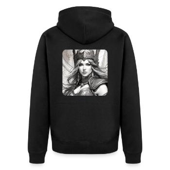 Fantasy Anime Girl Wikinger Germanen Mittelalter - Unisex Premium Bio Zip Hoodie - Schwarz - Hinten - Nico (187cm)
