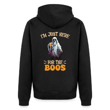 Je suis juste ici pour les huées en buvant de la bière Halloween - Veste à capuche bio Premium Unisexe - noir - Dos - Nico (187cm)