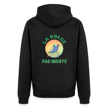 La dolce far niente - Unisex Premium Organic Zip Hoodie - black - Back - Nico (187cm)