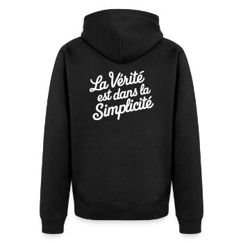 La vérité est dans la simplicité - Veste à capuche bio Premium Unisexe - noir - Dos - Nico (187cm)