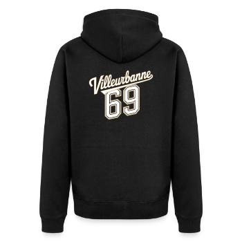 Villeurbanne 69 - Veste à capuche bio Premium Unisexe - noir - Dos - Nico (187cm)