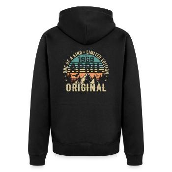Né en avril 1969, légende depuis avril 1969 - Veste à capuche bio Premium Unisexe - noir - Dos - Nico (187cm)