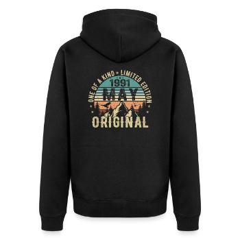 Legends May 1991 Birthday Vintage May 1991 - Unisex Premium Organic Zip Hoodie - black - Back - Nico (187cm)