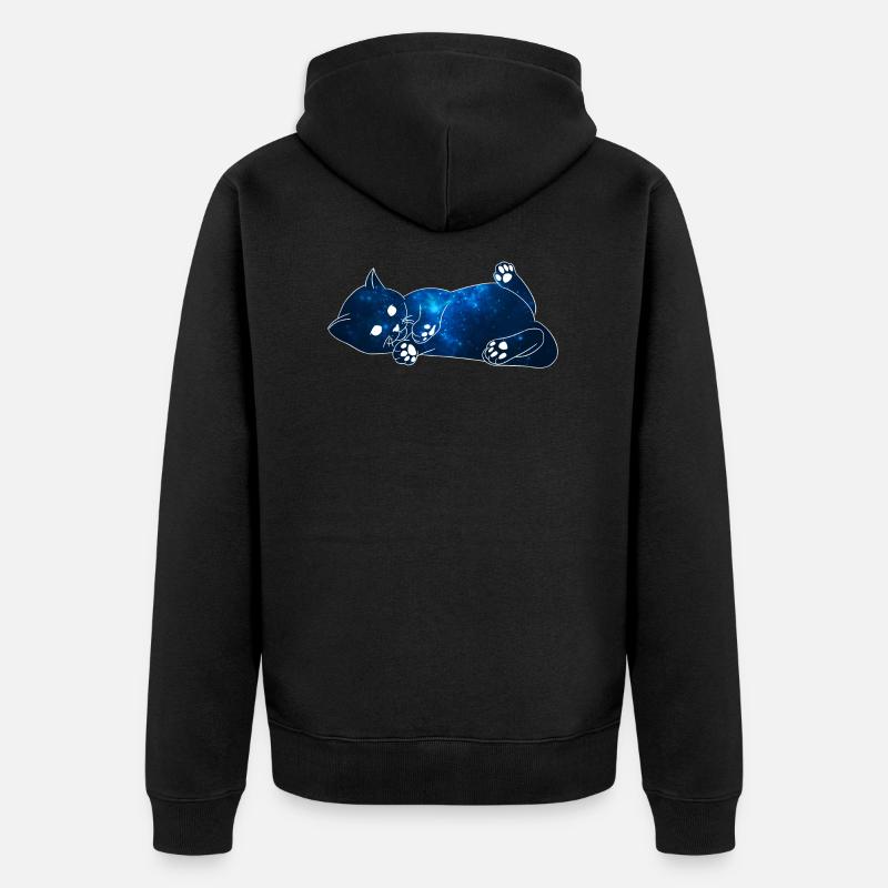 Galaxy Cat [Bleu] - Veste à capuche bio Premium Unisexe - noir