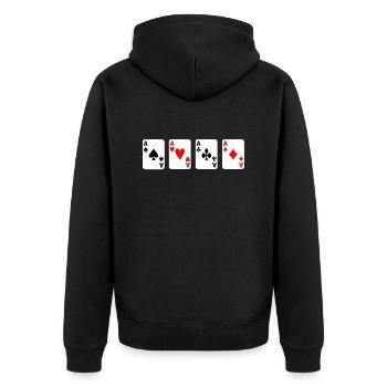 4 aces - Unisex Premium Organic Zip Hoodie - black - Back - Nico (187cm)