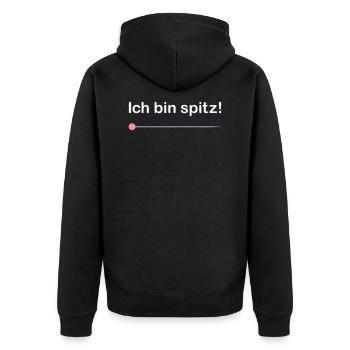 ★ Designfarben änderbar ★ Ich bin spitz! - Unisex Premium Bio Zip Hoodie - Schwarz - Hinten - Nico (187cm)