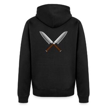 Gekreuzte Messer - Unisex Premium Bio Zip Hoodie - Schwarz - Hinten - Nico (187cm)