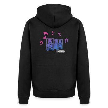 Dj - Unisex Premium Bio Zip Hoodie - Schwarz - Hinten - Nico (187cm)