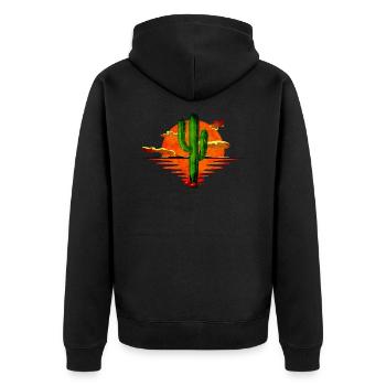 cactus - Unisex Premium Organic Zip Hoodie - black - Back - Nico (187cm)