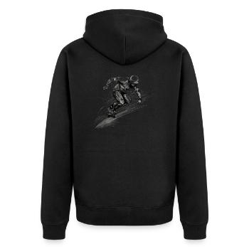 Skateboard - Unisex Premium Bio Zip Hoodie - Schwarz - Hinten - Nico (187cm)