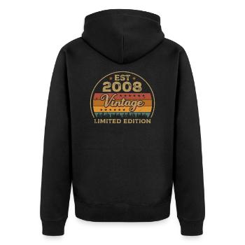 Legendary Since 2008 Birthday 2008 Vintage 2008 - Unisex Premium Organic Zip Hoodie - black - Back - Nico (187cm)