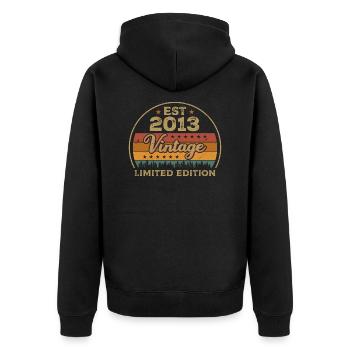 Legendär Seit 2013 Geburtstag 2013 Vintage 2013 - Unisex Premium Bio Zip Hoodie - Schwarz - Hinten - Nico (187cm)