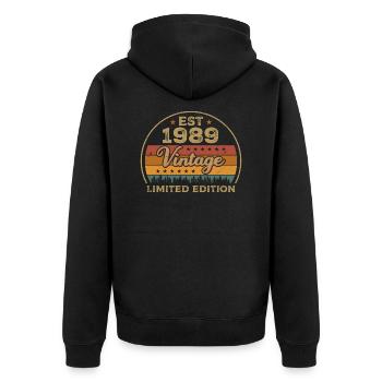 Legendary Since 1989 Birthday 1989 Vintage 1989 - Unisex Premium Organic Zip Hoodie - black - Back - Nico (187cm)
