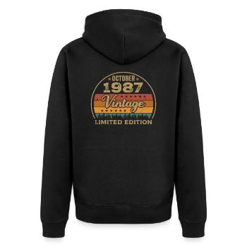 Vintage October 1987 Birthday Gift - 1987 - Unisex Premium Organic Zip Hoodie - black - Back - Nico (187cm)