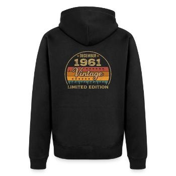 Birthday December 1961 Gift December 1961 - Unisex Premium Organic Zip Hoodie - black - Back - Nico (187cm)
