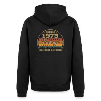 Birthday December 1973 Gift December 1973 - Unisex Premium Organic Zip Hoodie - black - Back - Nico (187cm)