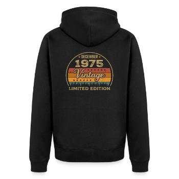 Anniversaire Décembre 1975 Cadeau Décembre 1975 - Veste à capuche bio Premium Unisexe - noir - Dos - Nico (187cm)