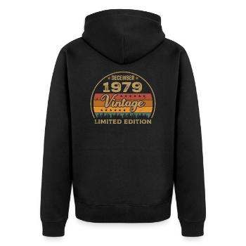 Birthday December 1979 Gift December 1979 - Unisex Premium Organic Zip Hoodie - black - Back - Nico (187cm)
