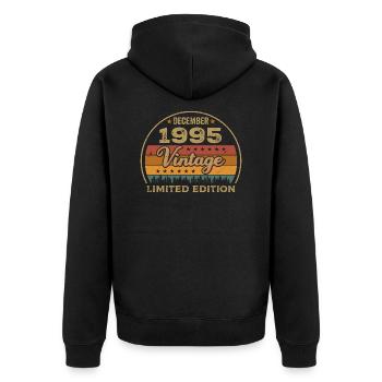 Anniversaire Décembre 1995 Cadeau Décembre 1995 - Veste à capuche bio Premium Unisexe - noir - Dos - Nico (187cm)