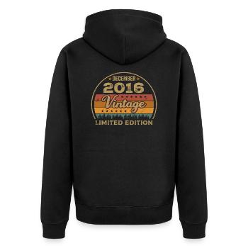 Birthday December 2016 Gift December 2016 - Unisex Premium Organic Zip Hoodie - black - Back - Nico (187cm)