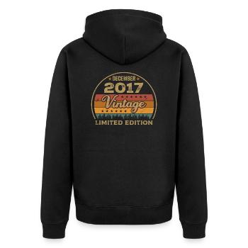 Geburtstag Dezember 2017 Geschenk Dezember 2017 - Unisex Premium Bio Zip Hoodie - Schwarz - Hinten - Nico (187cm)