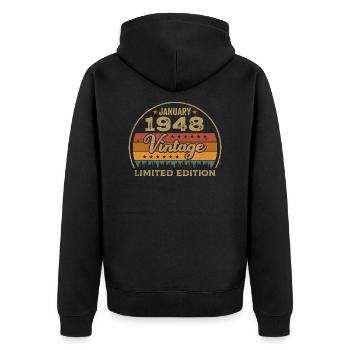 Legenden wurden im Januar 1948 geboren,Januar 1948 - Unisex Premium Bio Zip Hoodie - Schwarz - Hinten - Nico (187cm)