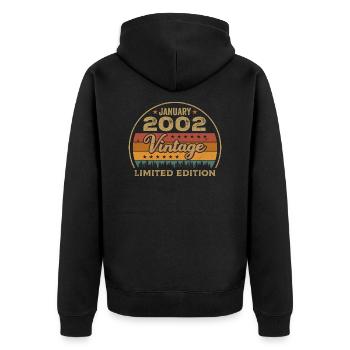 Les légendes sont nées en janvier 2002,janvier 2002 - Veste à capuche bio Premium Unisexe - noir - Dos - Nico (187cm)
