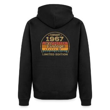 Februar 1967, Jubiläum 1967, Legenden Februar 1967 - Unisex Premium Bio Zip Hoodie - Schwarz - Hinten - Nico (187cm)