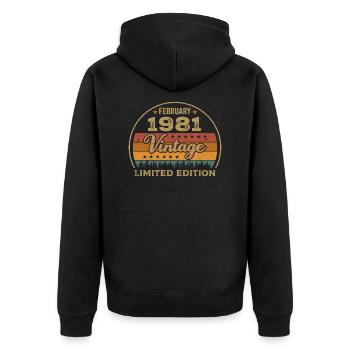 February 1981, Jubilee 1981, Legends February 1981 - Unisex Premium Organic Zip Hoodie - black - Back - Nico (187cm)