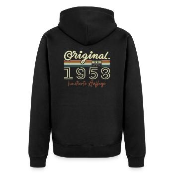 Original 1958 Vintage 1958 Geburtstag Retro 1958 - Unisex Premium Bio Zip Hoodie - Schwarz - Hinten - Nico (187cm)