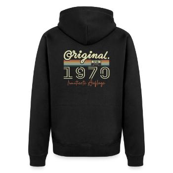 Original 1970 Vintage 1970 Geburtstag Retro 1970 - Unisex Premium Bio Zip Hoodie - Schwarz - Hinten - Nico (187cm)