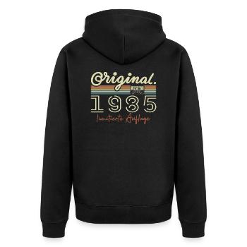 Original 1985 Vintage 1985 Geburtstag Retro 1985 - Unisex Premium Bio Zip Hoodie - Schwarz - Hinten - Nico (187cm)