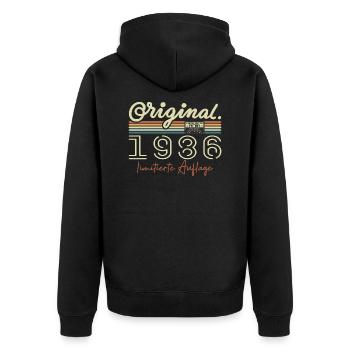 Original 1986 Vintage 1986 Geburtstag Retro 1986 - Unisex Premium Bio Zip Hoodie - Schwarz - Hinten - Nico (187cm)