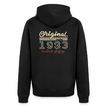 Original 1983 Vintage 1983 Geburtstag Retro 1983 - Unisex Premium Bio Zip Hoodie - Schwarz - Hinten - Nico (187cm)
