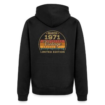 Vintage märz 1971 Geburtstag märz 1971 Retro 1971 - Unisex Premium Bio Zip Hoodie - Schwarz - Hinten - Nico (187cm)