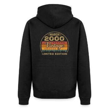 Vintage march 2000 birthday march 2000 retro 2000M - Unisex Premium Organic Zip Hoodie - black - Back - Nico (187cm)
