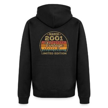 Vintage march 2001 Birthday march 2001 Retro 2001 - Unisex Premium Organic Zip Hoodie - black - Back - Nico (187cm)