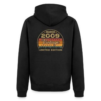 Vintage march 2009 Birthday march 2009 Retro 2009 - Unisex Premium Organic Zip Hoodie - black - Back - Nico (187cm)