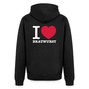 i love bratwurst - Unisex Premium Bio Zip Hoodie - Schwarz - Hinten - Nico (187cm)