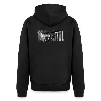 wuppertal schwebebahn - Unisex Premium Bio Zip Hoodie - Schwarz - Hinten - Nico (187cm)